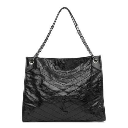 Saint Laurent Crinkled Calfskin Matelasse Monogram Medium Niki Shopper Tote Black 1 of 11
