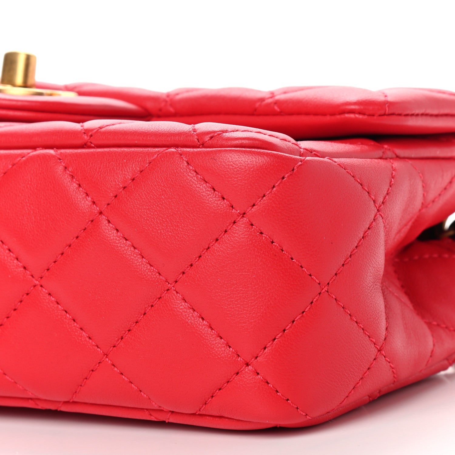 Chanel Lambskin Quilted Mini Rectangular Pearl Crush Flap Red 9 of 9