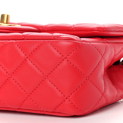 Chanel Lambskin Quilted Mini Rectangular Pearl Crush Flap Red 9 of 9