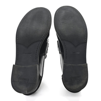 Miu Miu Spazzolato Penny Loafer 39 Black White 6 of 9