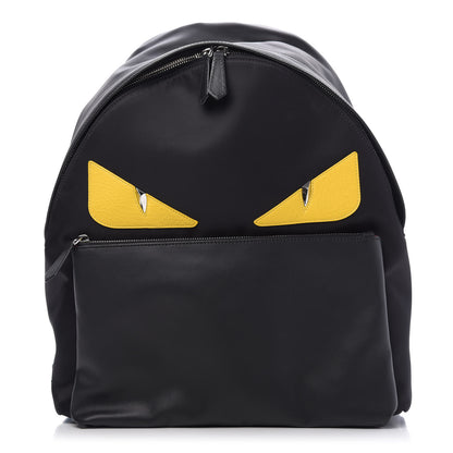Fendi Nylon Vitello Liberty Vitello Dolce Monster Eyes Rounded Backpack Black Sunflower 1 of 9