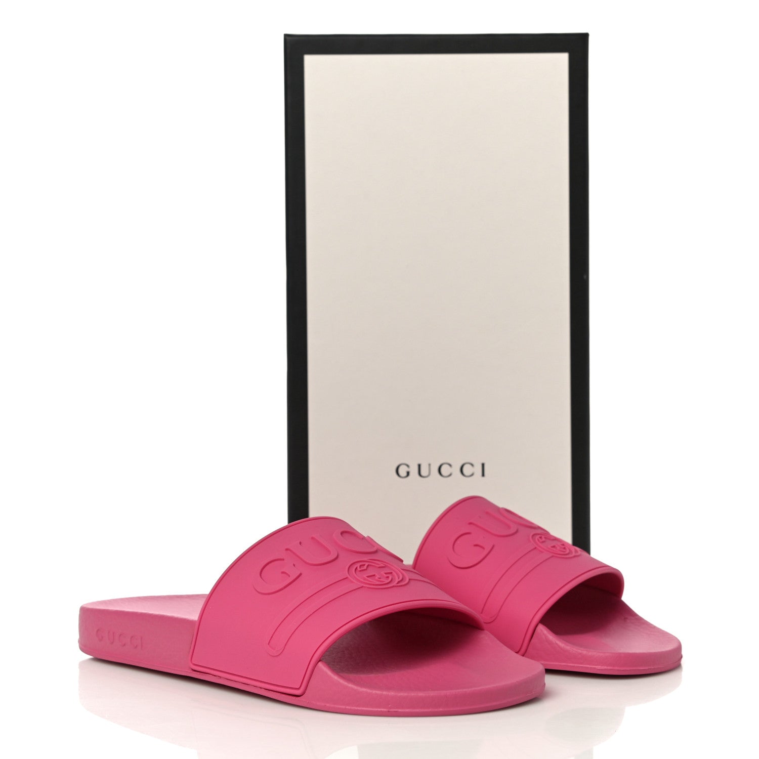 Gucci Rubber Womens Logo Slide Sandals 39 Fuchsia 11 of 11