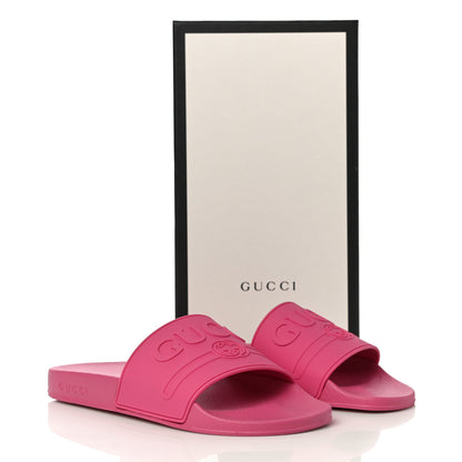 Gucci Rubber Womens Logo Slide Sandals 39 Fuchsia 11 of 11