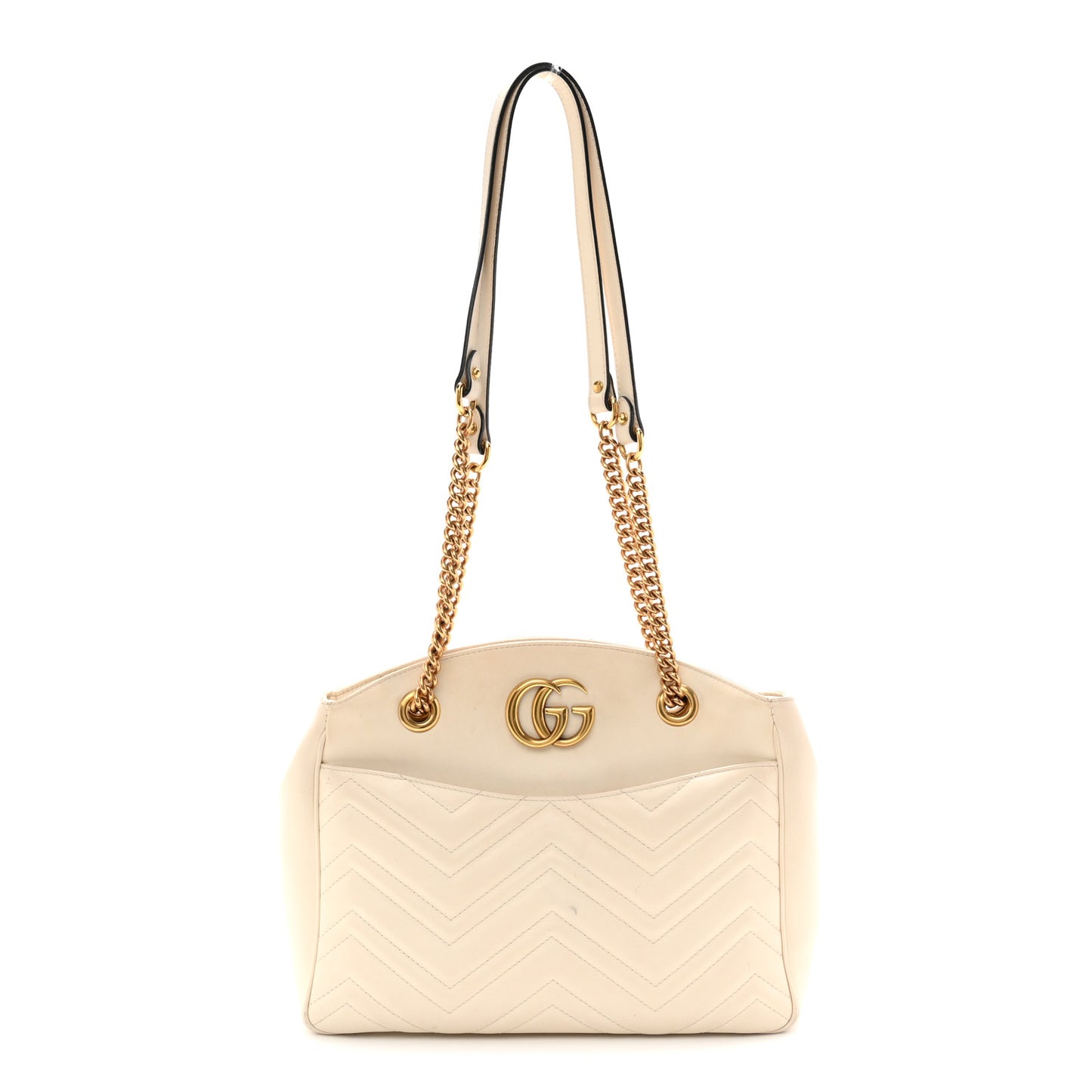 Calfskin Matelasse Medium GG Marmont Open Top Shoulder Bag White