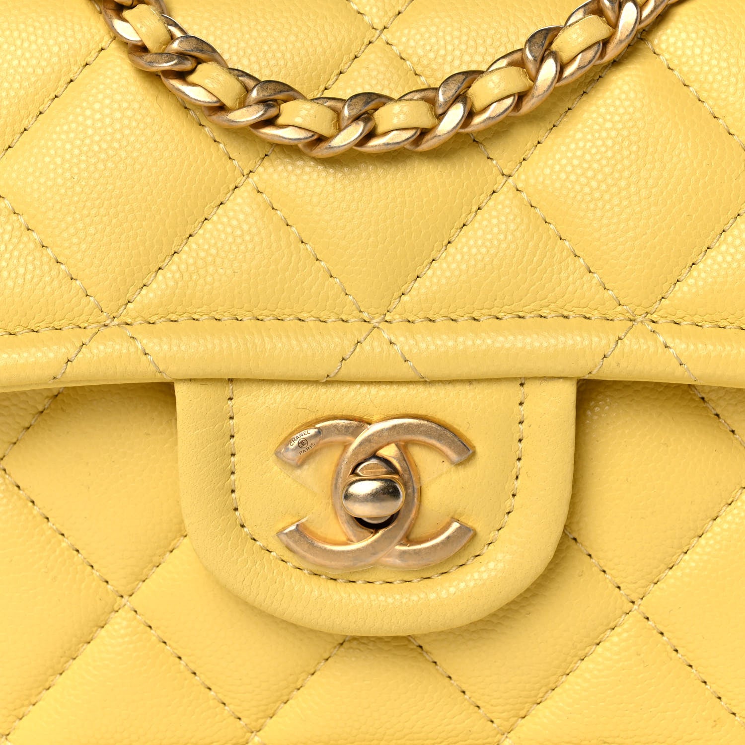 Chanel Caviar Quilted Mini Sweet Classic Flap Yellow 9 of 11