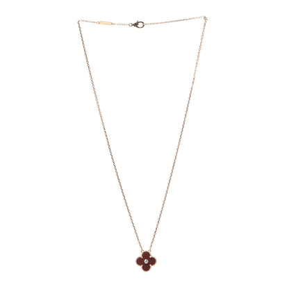 Van Cleef & Arpels 18K Rose Gold Diamond Bulls Eye Vintage Alhambra Pendant Necklace 3 of 8