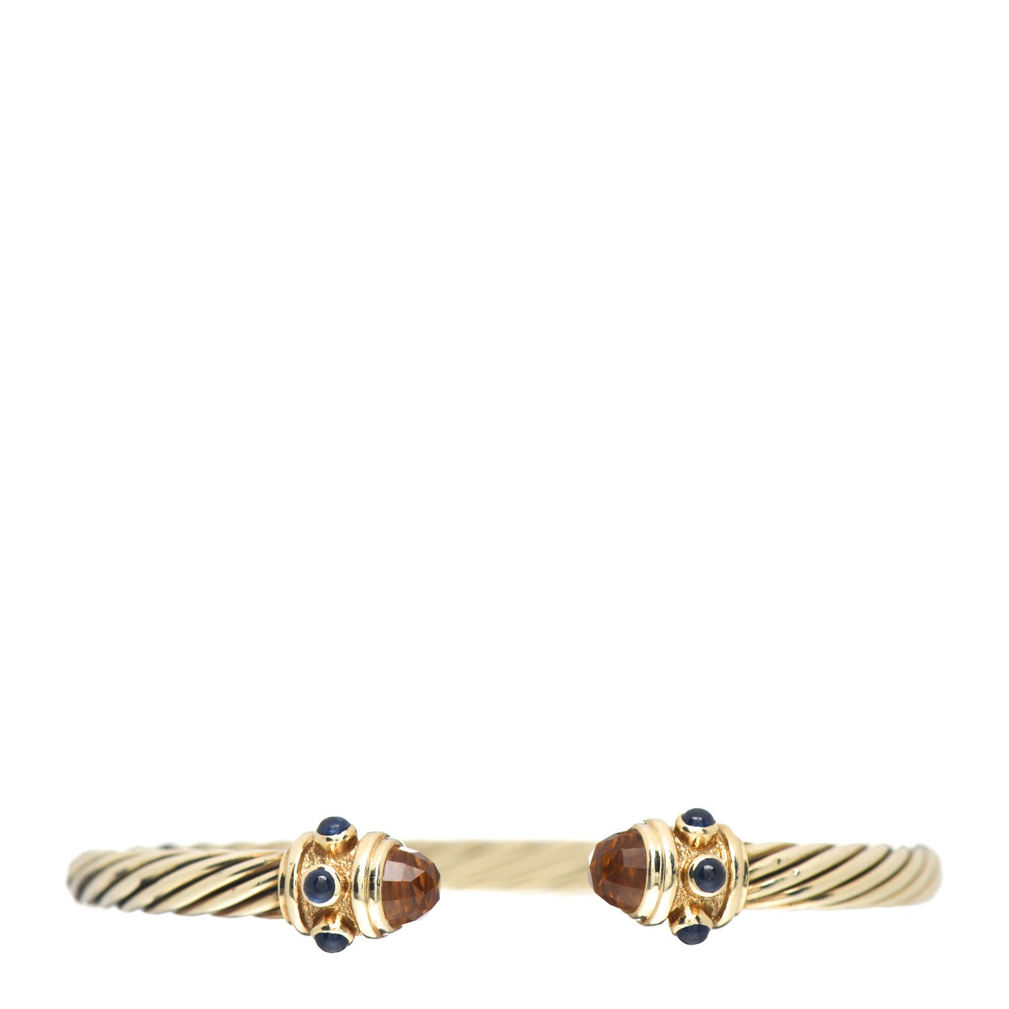 14K Yellow Gold Citrine Blue Sapphire 5mm Renaissance Bracelet