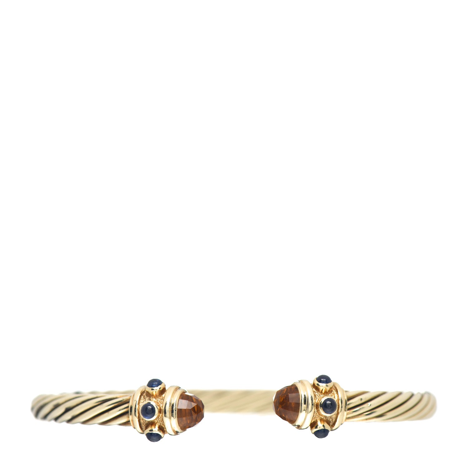 David Yurman 14K Yellow Gold Citrine Blue Sapphire 5mm Renaissance Bracelet 1 of 4