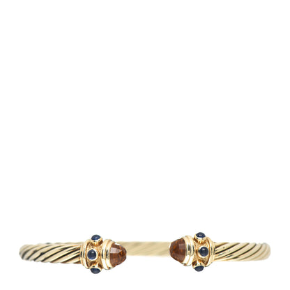 David Yurman 14K Yellow Gold Citrine Blue Sapphire 5mm Renaissance Bracelet 1 of 4