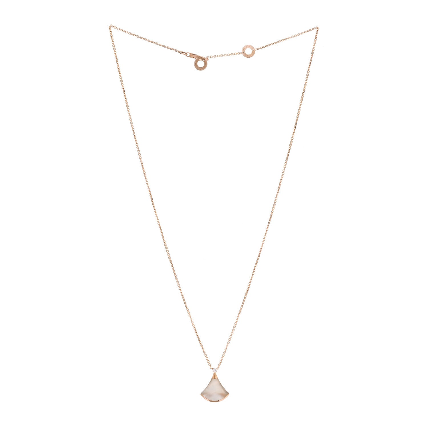Bulgari 18K Rose Gold Diamond Mother of Pearl Small Divas' Dream Pendant Necklace 3 of 6