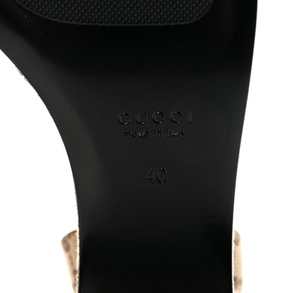 Gucci Monogram Nappa Chalotte Horsebit Ankle Strap 75mm Flatform Sandals 40 Beige Ebony 14 of 18