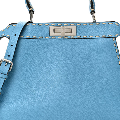 Fendi Vitello Granato Camoscio Selleria Macro Stitchings Medium Peekaboo I SEE U Satchel Turquoise 7 of 9