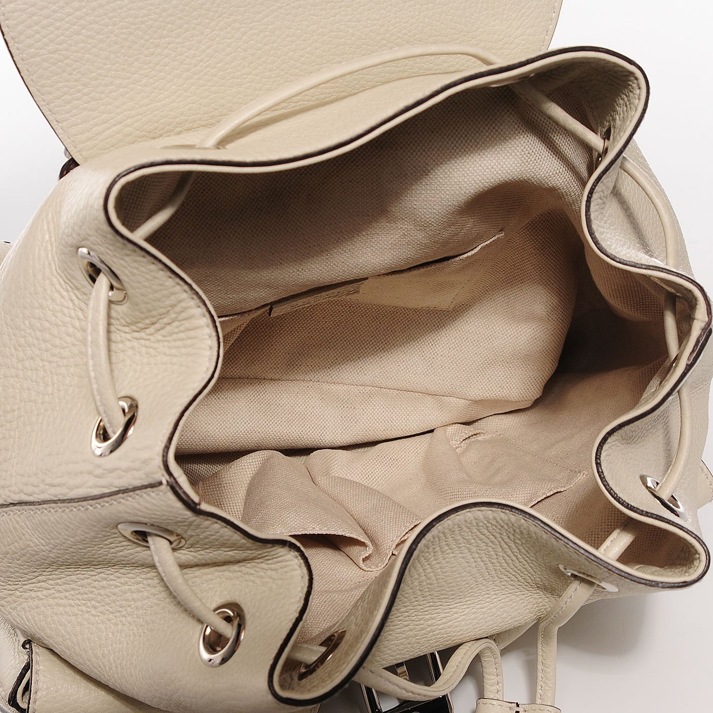 Calfskin Bamboo Medium Backpack Off White