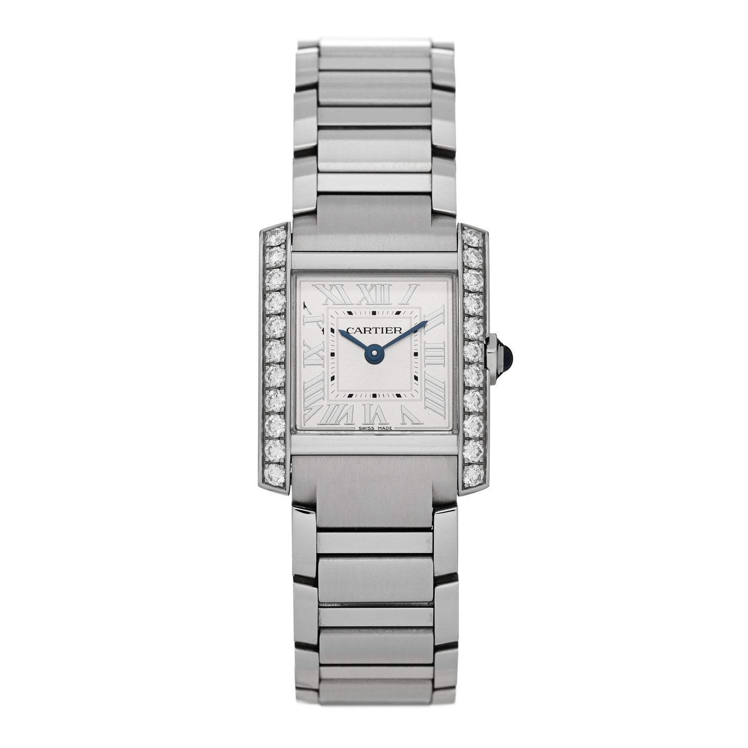 Cartier Stainless Steel Diamond Bezel 21mm Tank Francaise Quartz