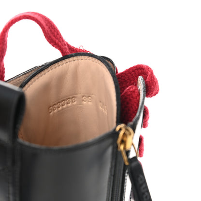 Gucci Magnum Calfskin Cirano Lux Web Lace Up Tall Combat Boots 39 Black Verde Hibiscus Red 8 of 15