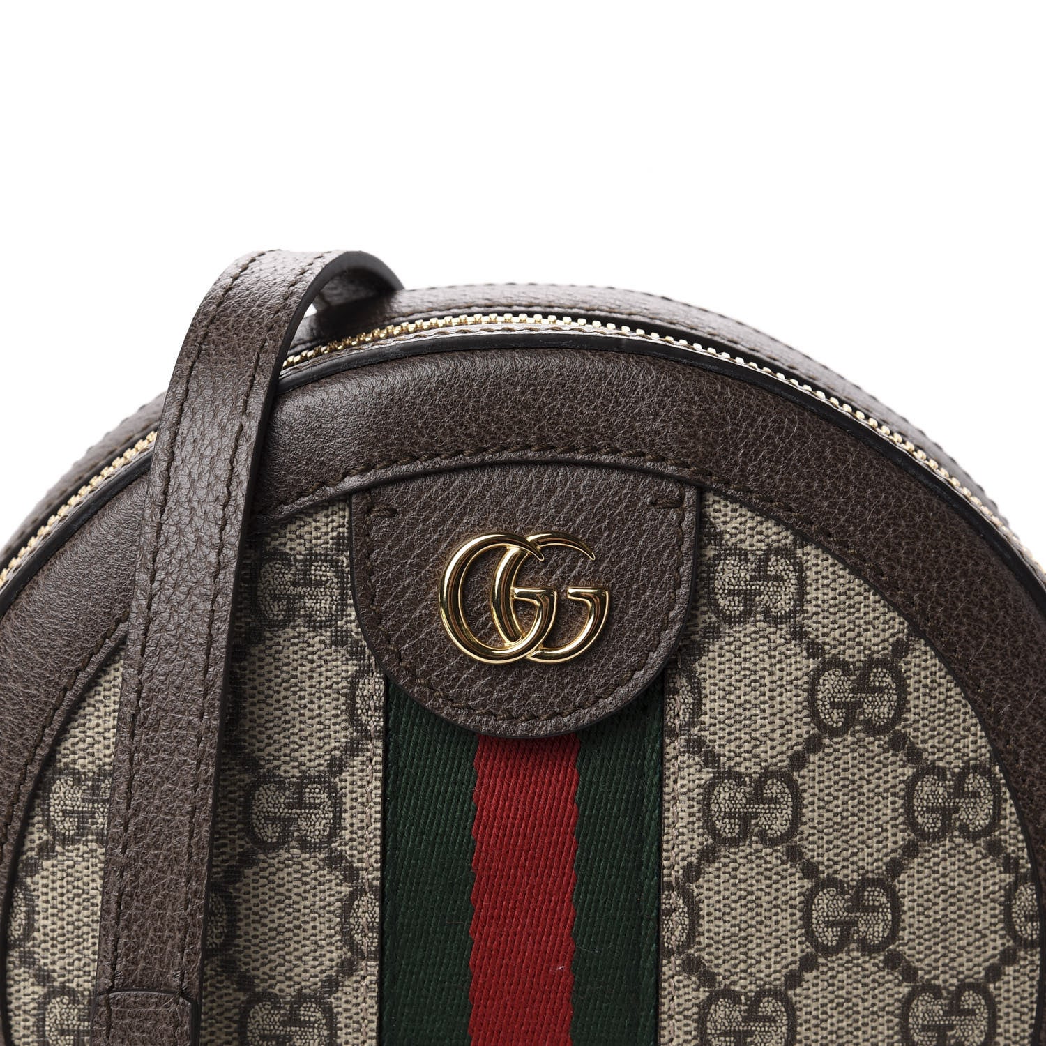 Gucci GG Supreme Monogram Web Mini Ophidia Round Shoulder Bag Brown 10 of 10
