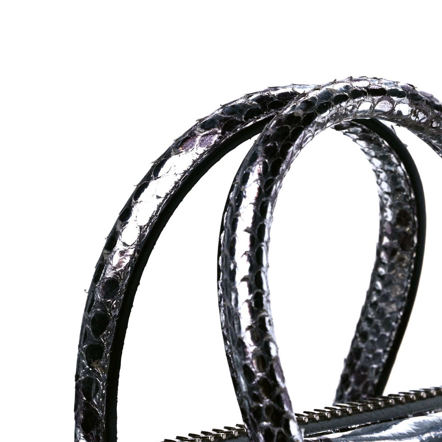 Metallic Laminated Python Mini Antigona Silver