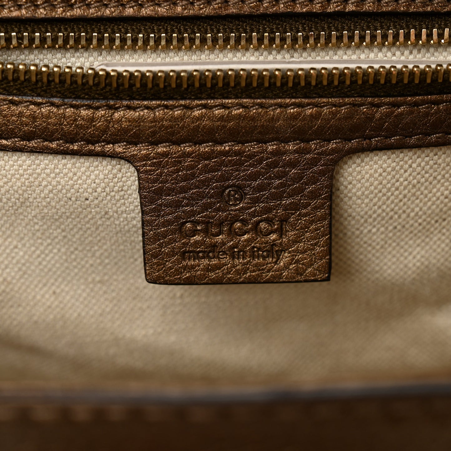 Metallic Calfskin Medium New Bamboo Top Handle Bag Bronze