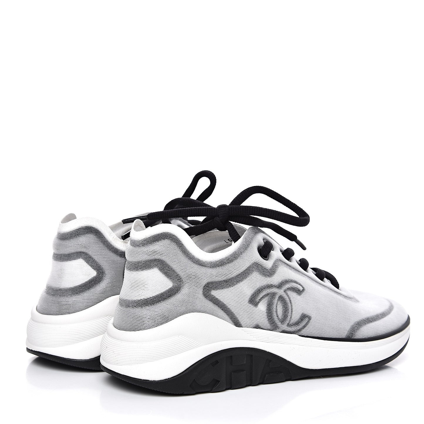 Calfskin Mesh Lycra Womens Logo Sneakers 36.5 White Black