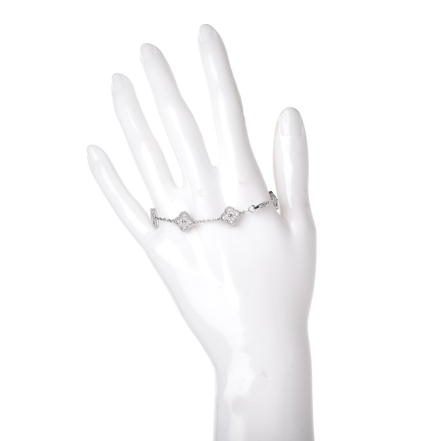 18K White Gold Diamond 6 Motifs Sweet Alhambra Bracelet