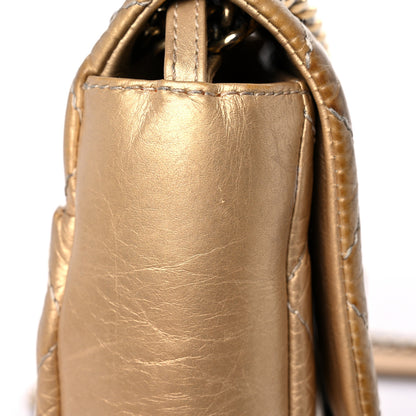 Chanel Metallic Aged Calfskin Quilted CC Square Flap Light Gold 32 of 33