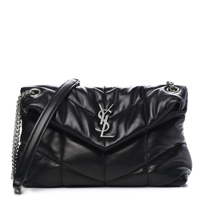 Saint Laurent Lambskin Quilted Small Loulou Puffer Monogram Chain Satchel Black 1 of 9