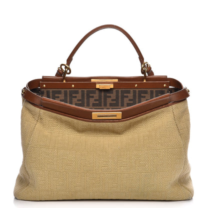Fendi Corda Zucca Large Peekaboo Iconic Satchel Cognac 1 of 19