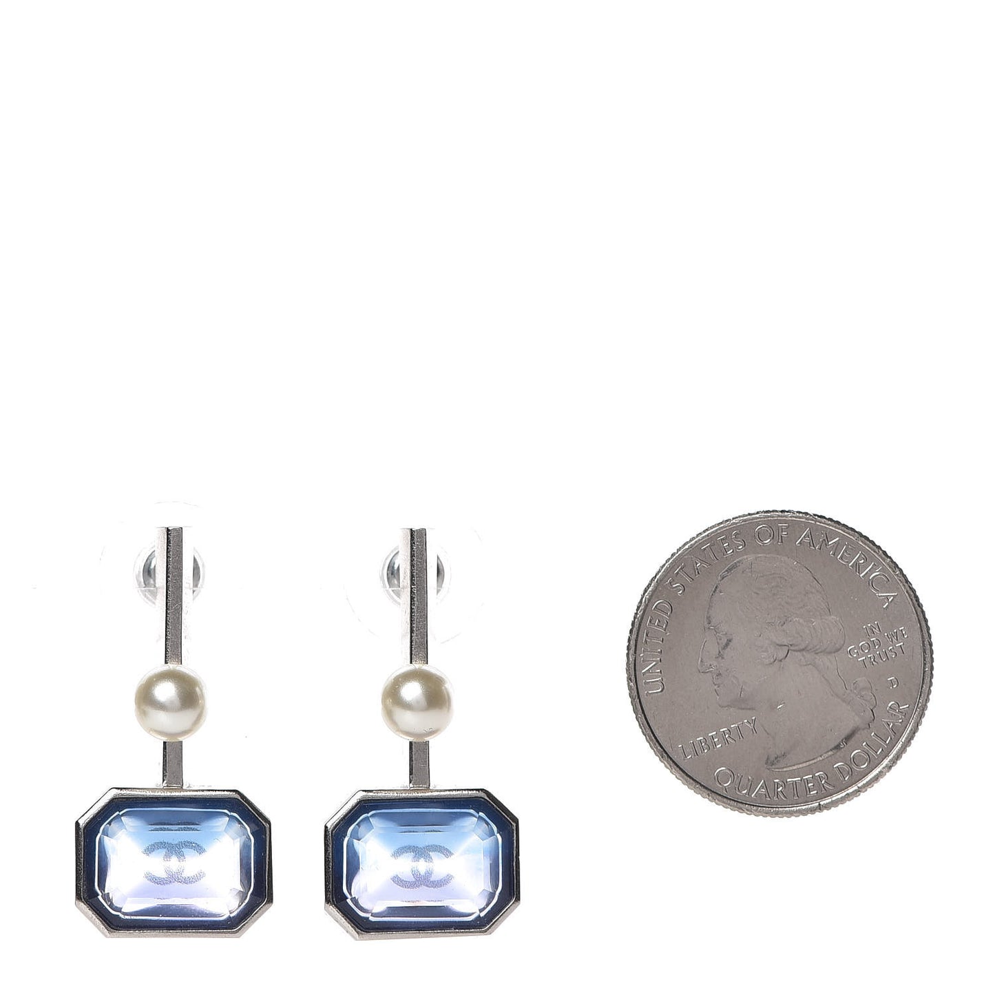 Resin Pearl Drop Earrings Blue