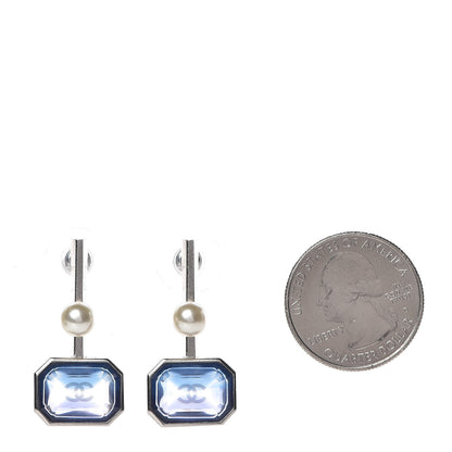 Chanel Resin Pearl Drop Earrings Blue 2 of 5
