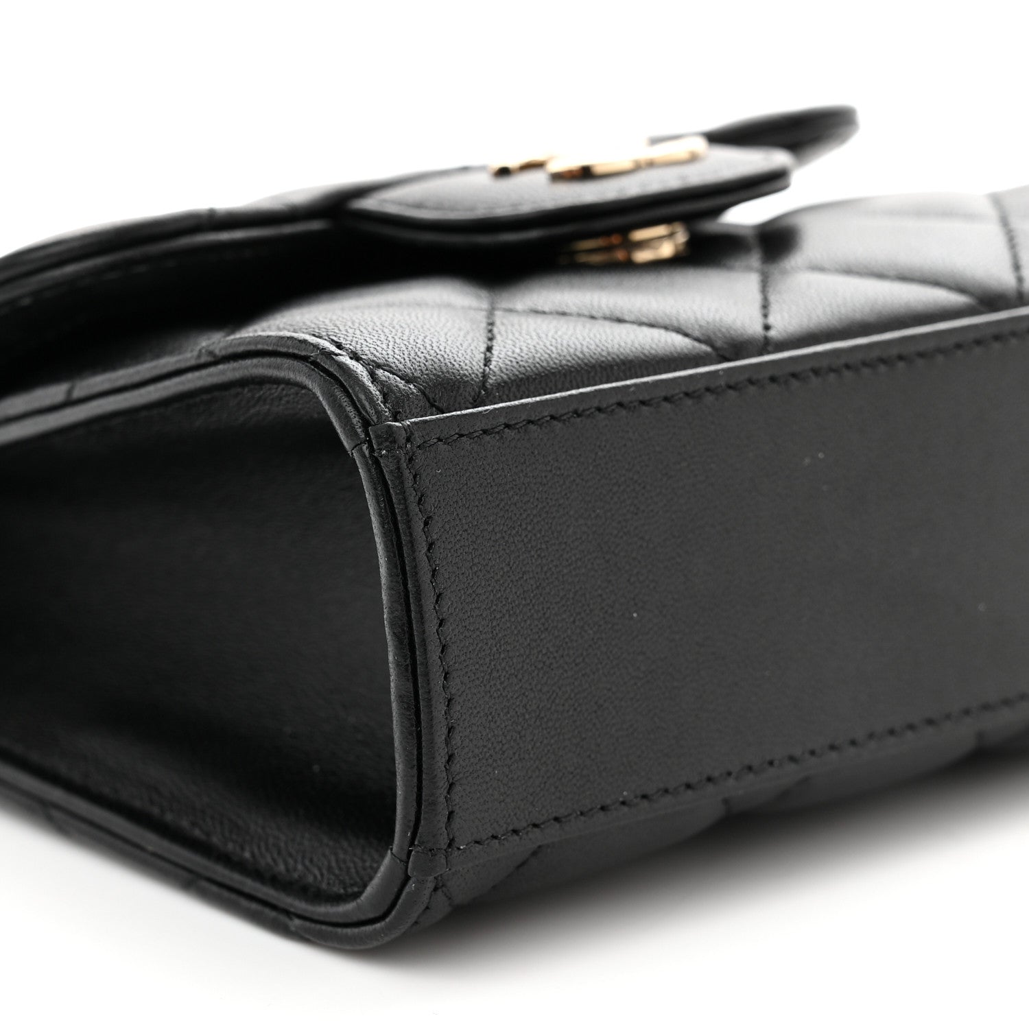 Chanel Lambskin Quilted Top Handle Flap Clutch With Chain Black 9 of 14