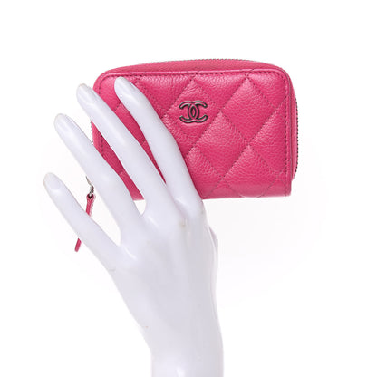 Chanel Caviar Quilted Zip Coin Purse Pink 2 of 8