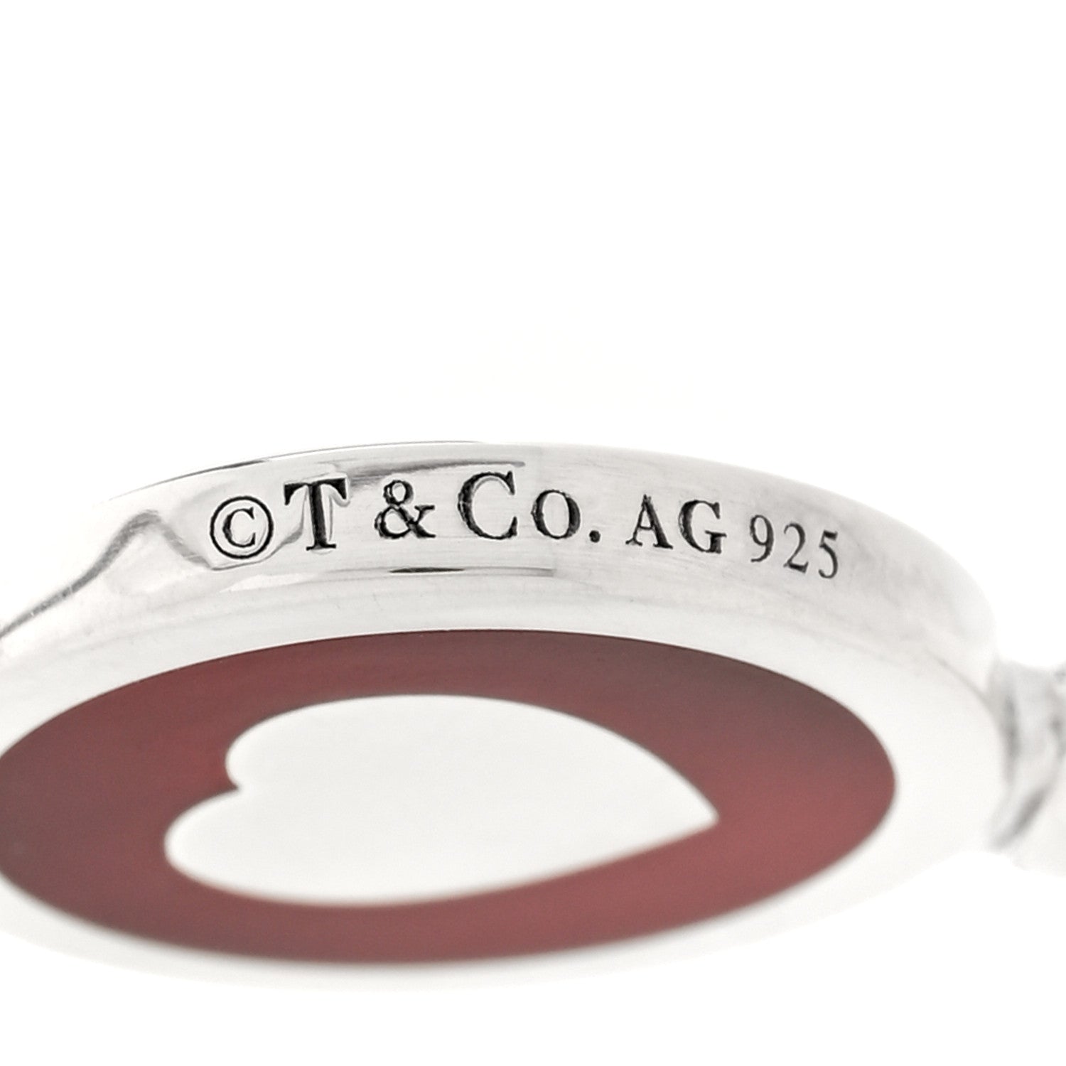 Tiffany Sterling Silver Enamel Heart Key Pendant Red 3 of 3