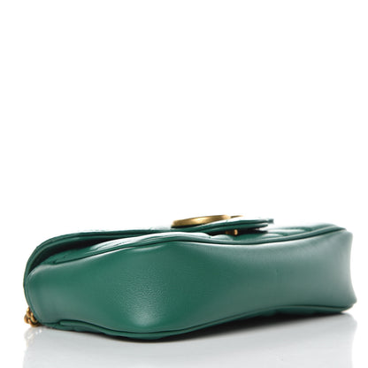 Gucci Calfskin Matelasse Super Mini GG Marmont Shoulder Bag Emerald Green 3 of 11