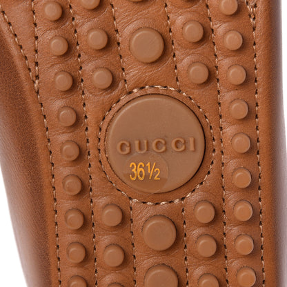 Gucci Salamanca Tamponato Calfskin Web Womens Horsebit Driver Loafers 36.5 Light Cuir 7 of 8