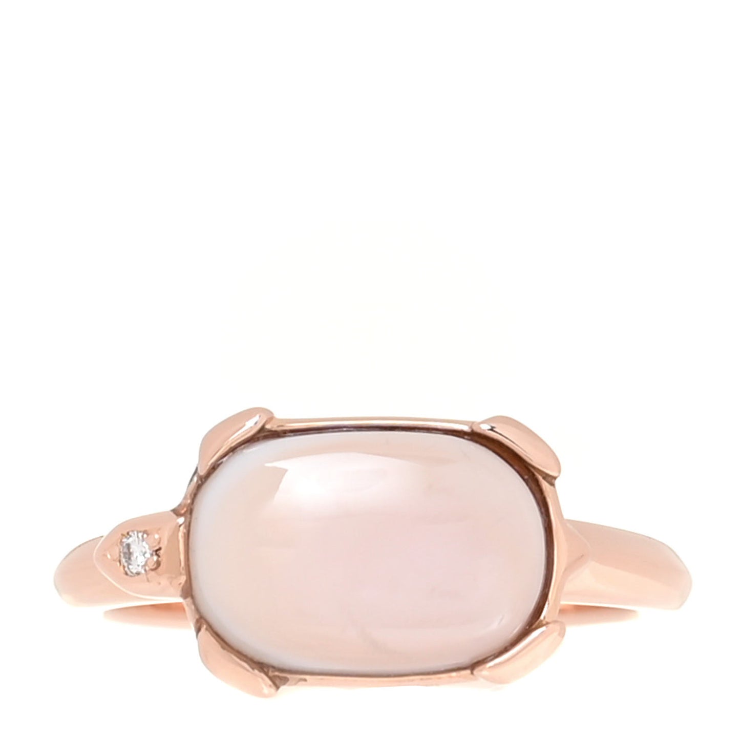 18K Pink Gold Diamond Mother of Pearl Tortue Ring 50/5.25