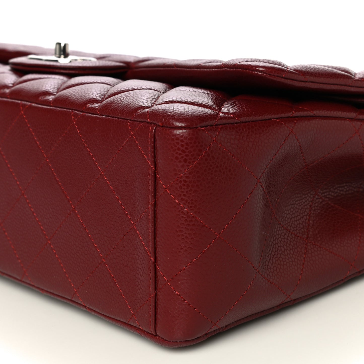 Caviar Quilted Maxi Double Flap Dark Red