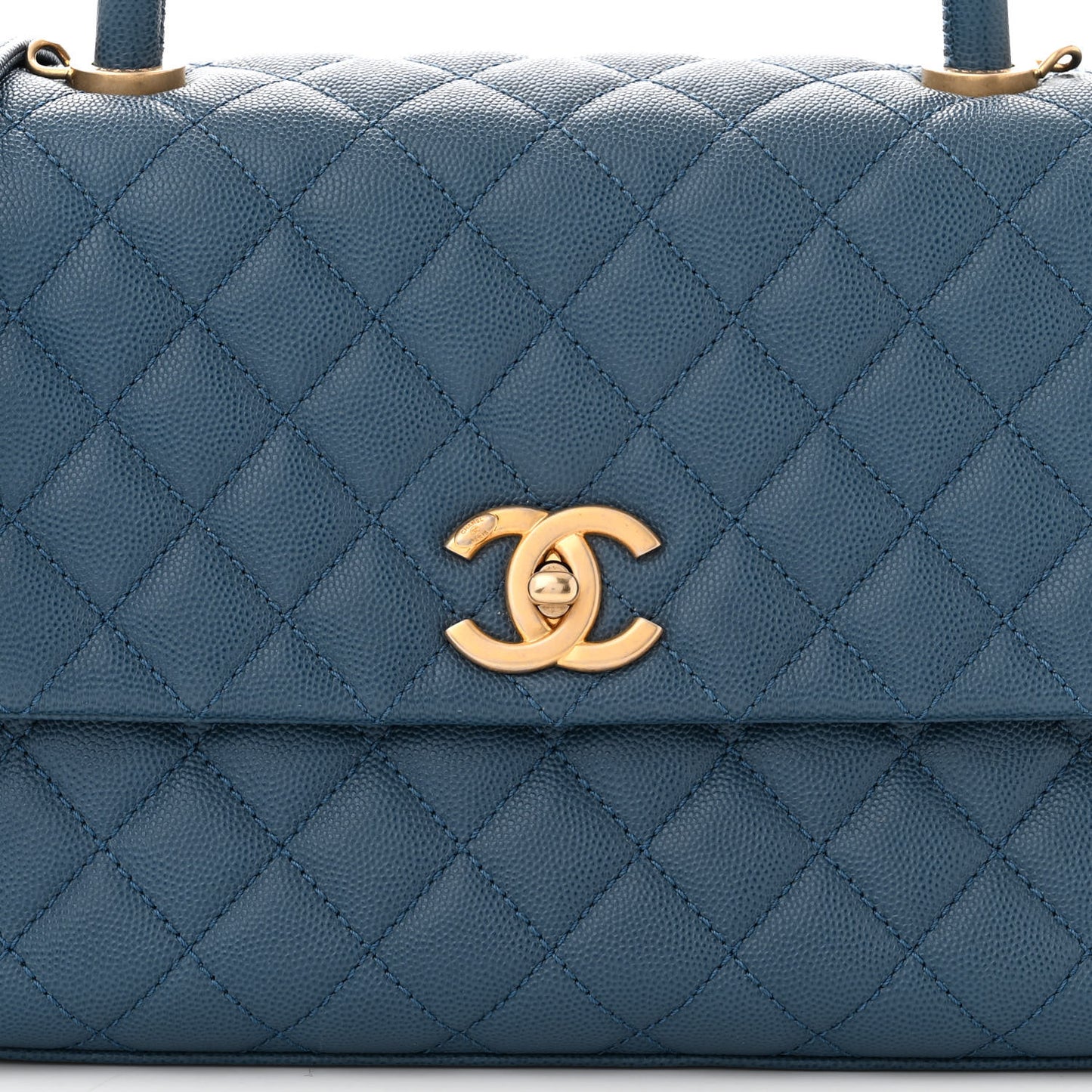 Caviar Quilted Small Coco Handle Flap Blue