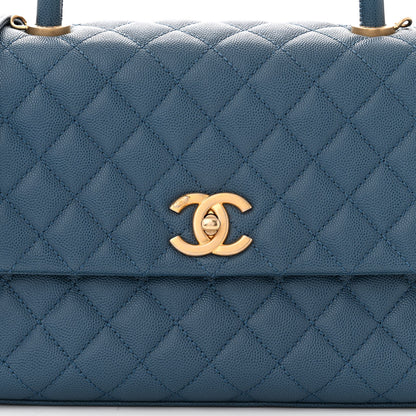 Chanel Caviar Quilted Small Coco Handle Flap Blue 8 of 13