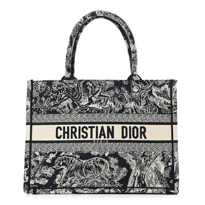 Christian Dior Canvas Embroidered Medium Toile De Jouy Reverse Book Tote Blue 1 of 10
