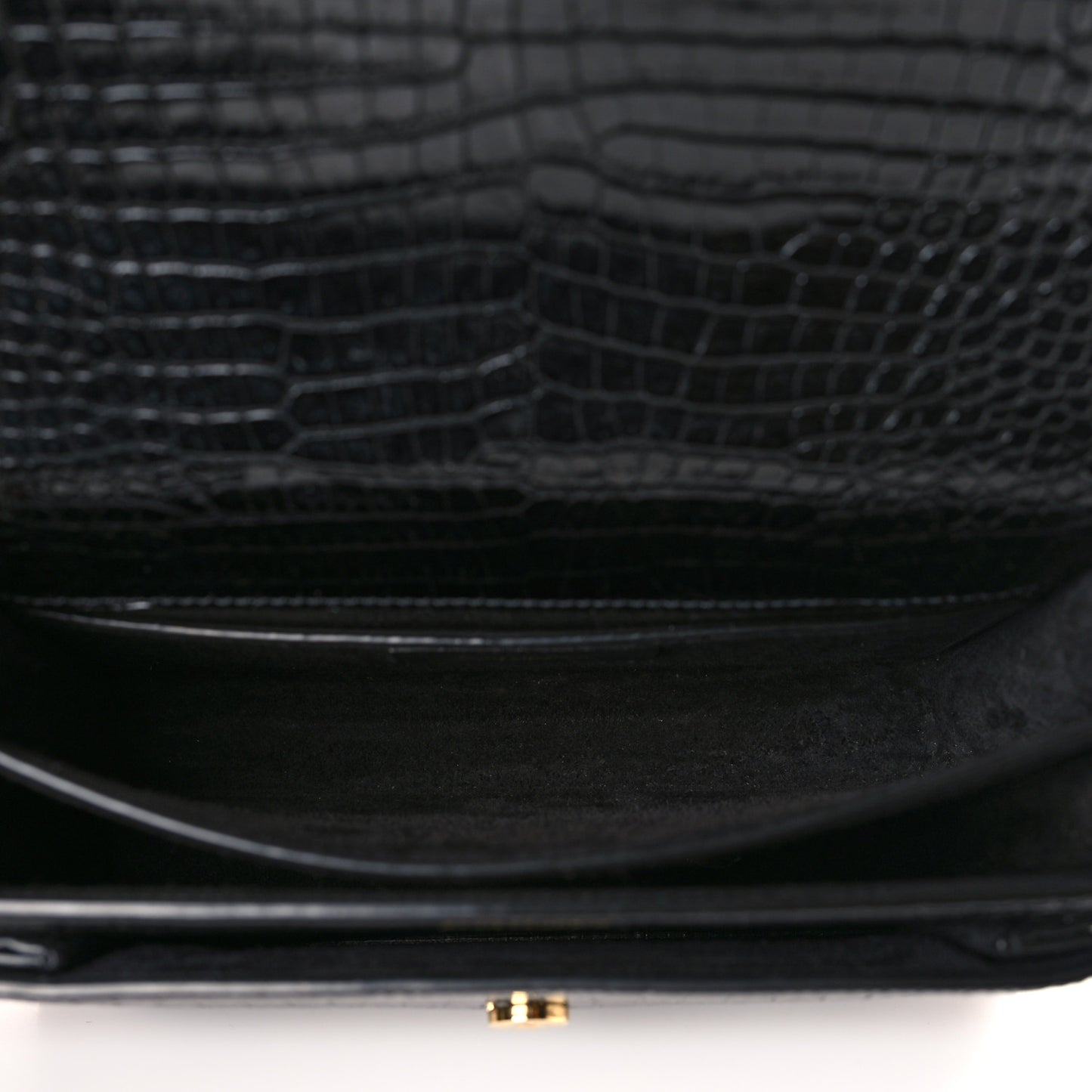 Calfskin Crocodile Embossed Medium Monogram Sunset Black