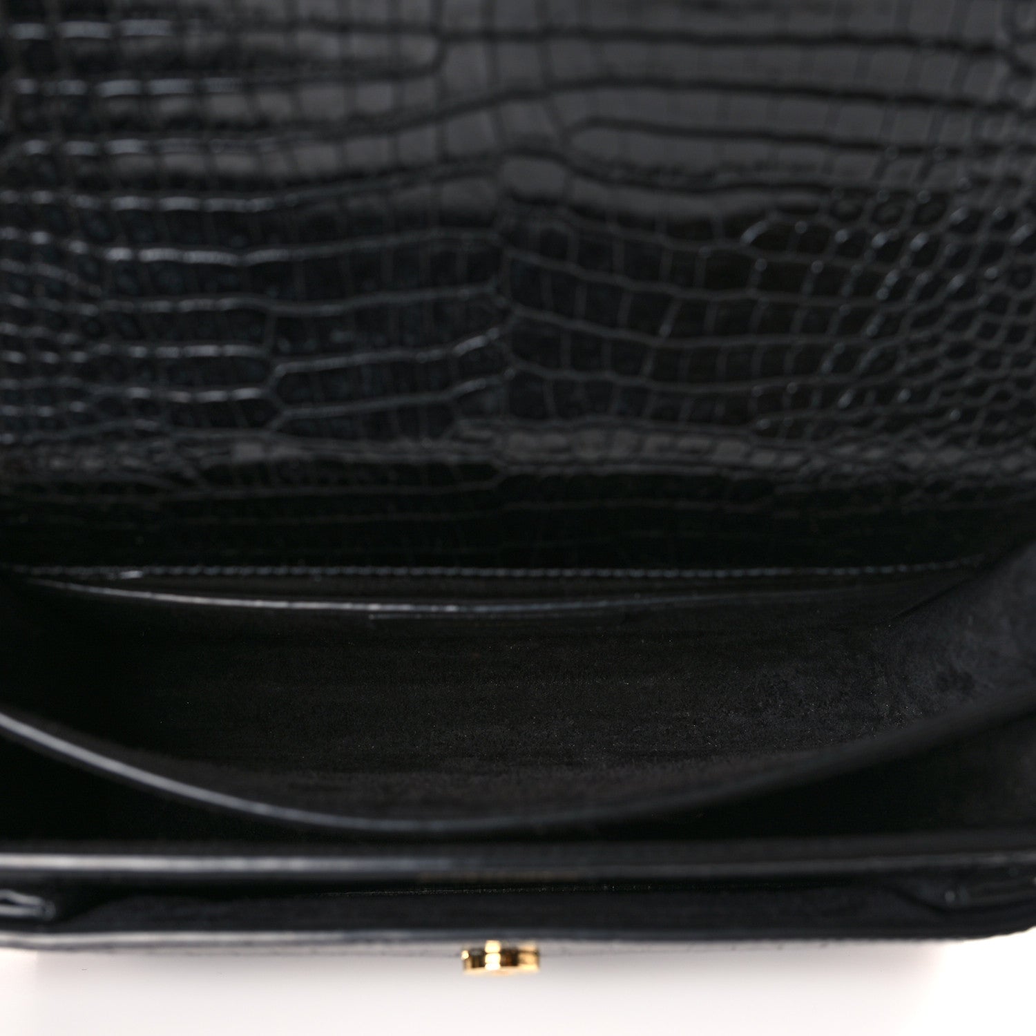 Saint Laurent Calfskin Crocodile Embossed Medium Monogram Sunset Black 5 of 8
