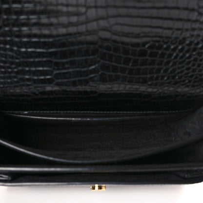Saint Laurent Calfskin Crocodile Embossed Medium Monogram Sunset Black 5 of 8