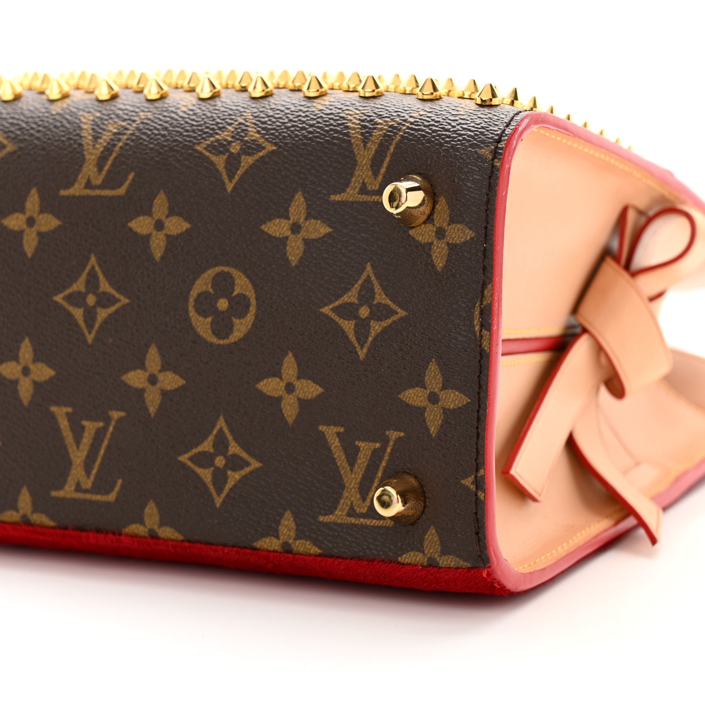 Monogram Calf Hair Spikes Iconoclasts Christian Louboutin Tote Red