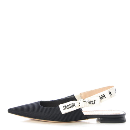 Christian Dior Fabric Ribbon Embroidered J'Adior Sling-Back Ballet Flats 35 Black 1 of 15