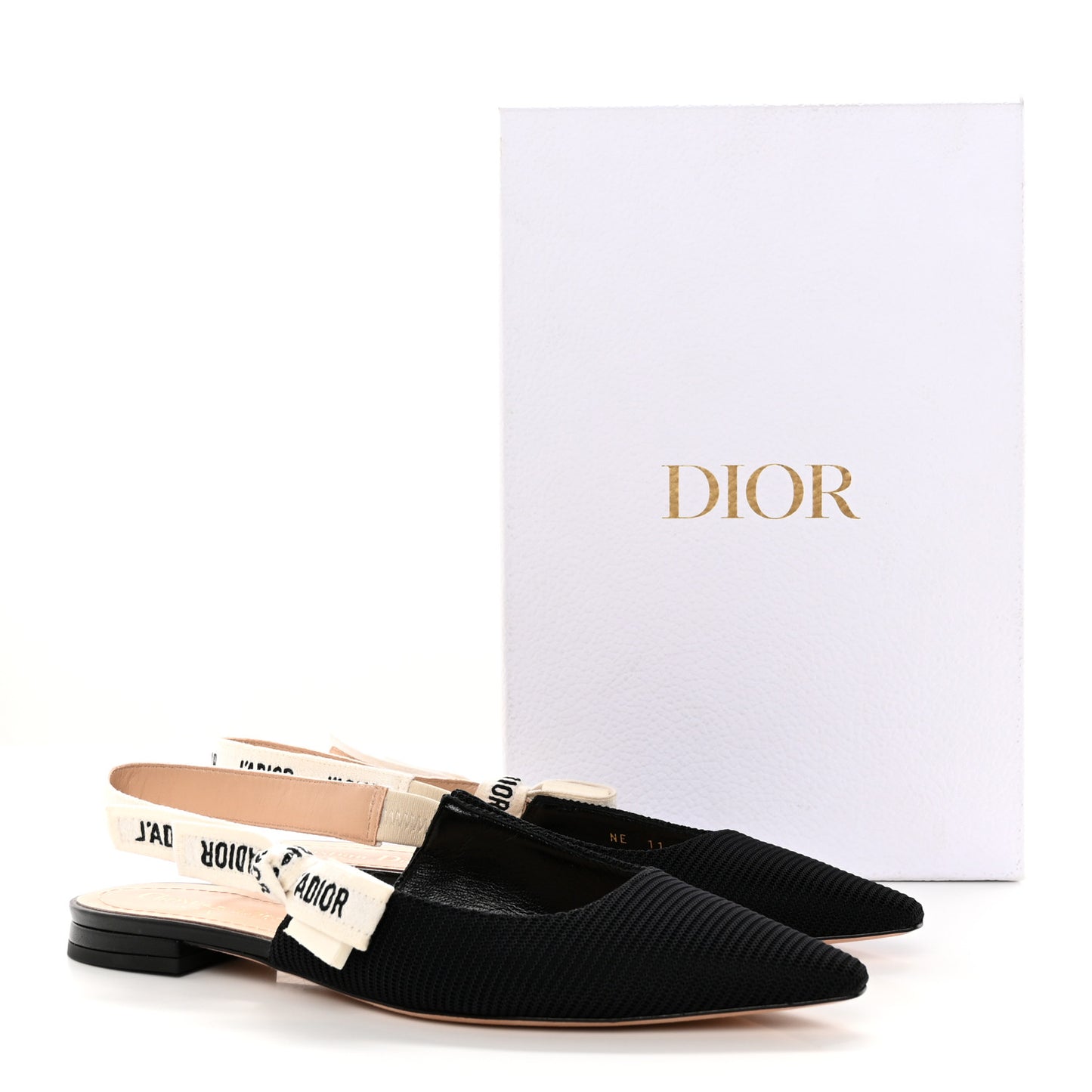 Technical Canvas Ribbon J'Adior Slingback Ballet Flats 38.5 Black