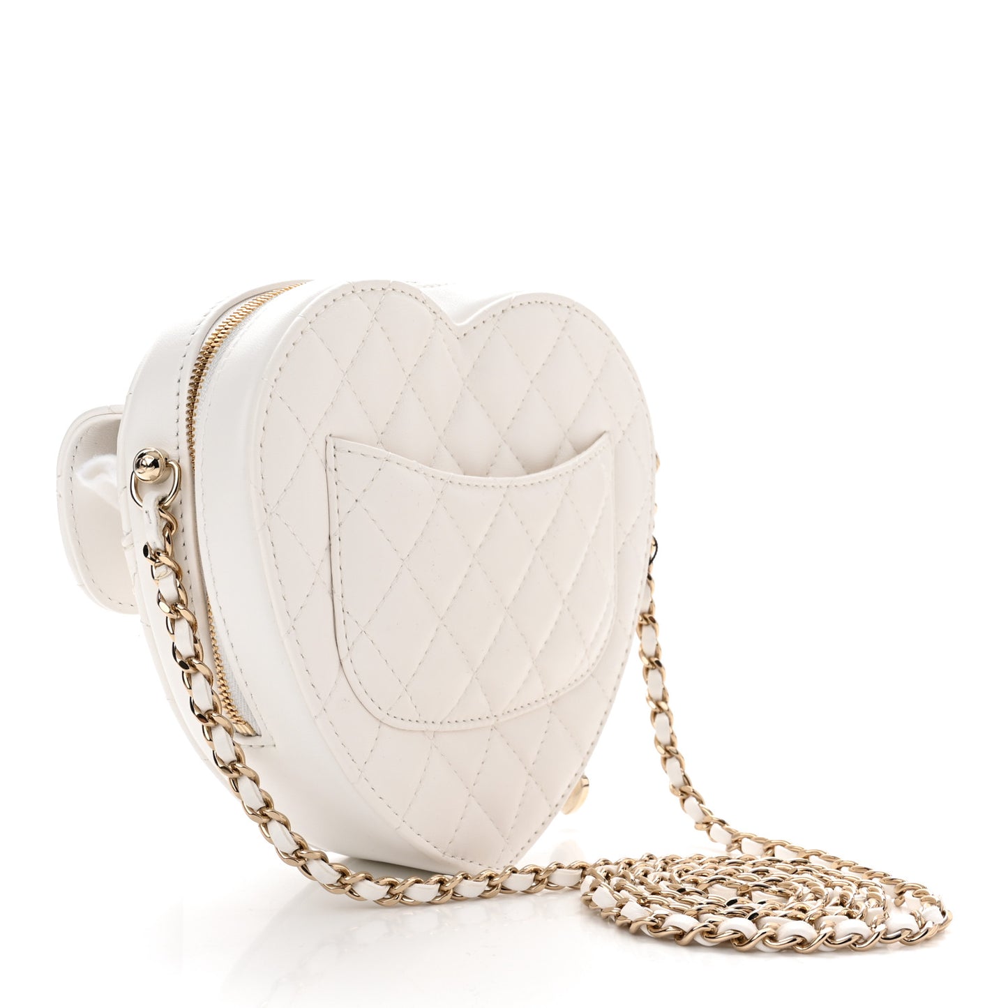 Lambskin Quilted CC In Love Heart Bag White
