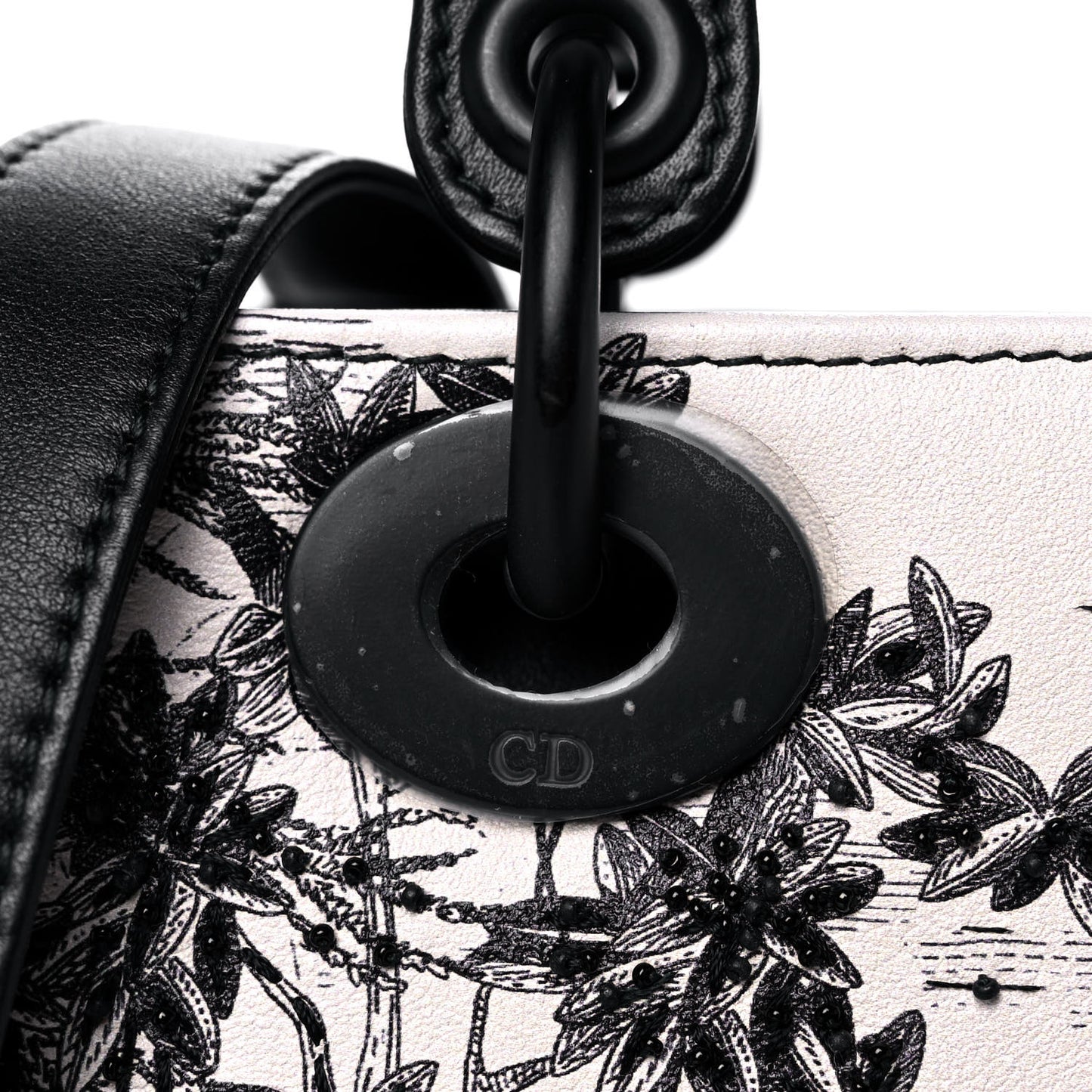 Ultra Matte Embroidered Medium Lady Dior Black