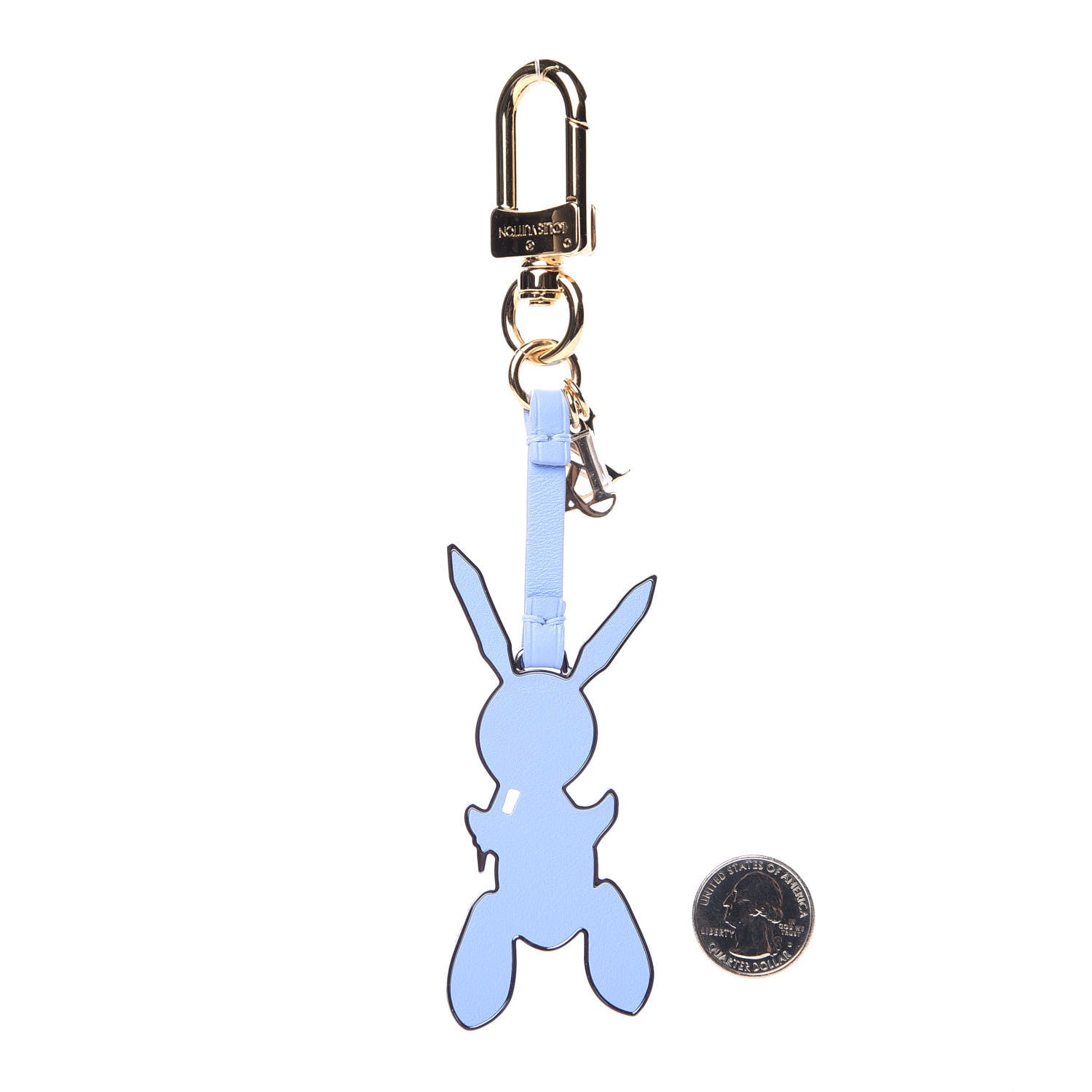 Louis Vuitton Calfskin Jeff Koons Masters LV Rabbit Bag Charm Key Ring Blue 2 of 5