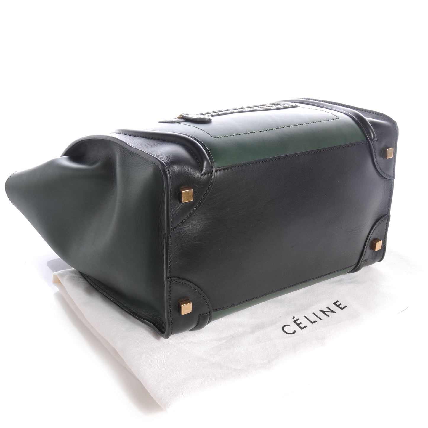 Smooth Calfskin Mini Bi-Color Luggage Forest Black