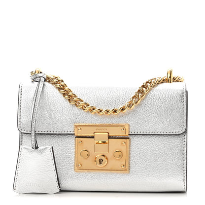 Gucci Metallic Goatskin Small Padlock Shoulder Bag Argento 1 of 10